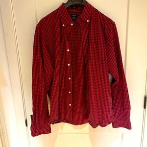 J Crew blue/red check button up
